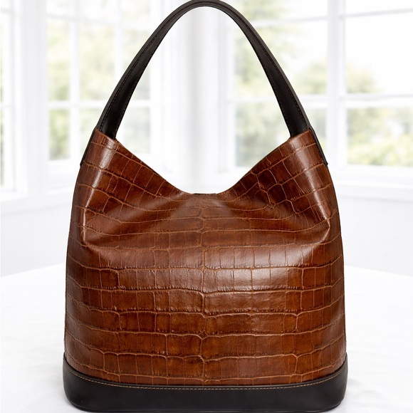 Dooney & Bourke Tan Crocodile Hobo Bag GUC - Picture 3 of 12